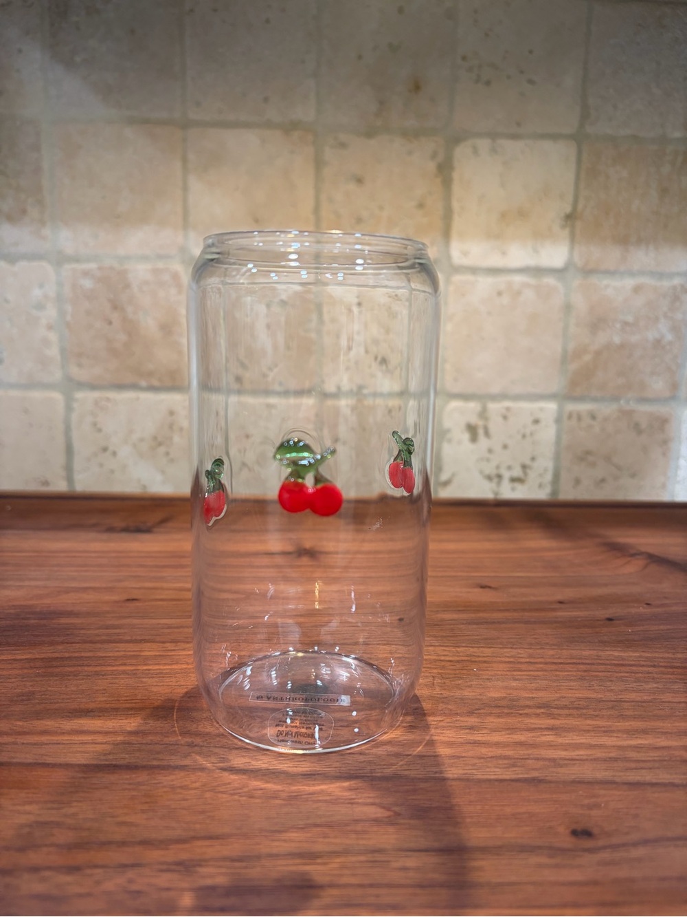 Anthropologie Icon Juice Glass - Cherry Motif - 17 oz (Handblown & Retired)